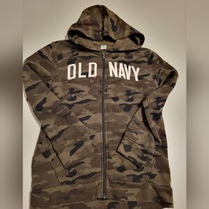 Old Navy Stretch Boys Camouflage Zip-Up Hoodie Size 10-12 Large